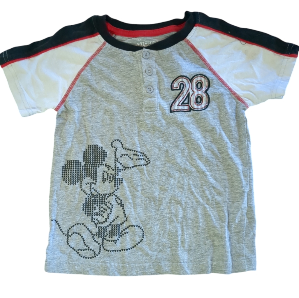 🍁2/$7🍁DISNEY Mickey and the Roadster Racers Grey Henley Top
